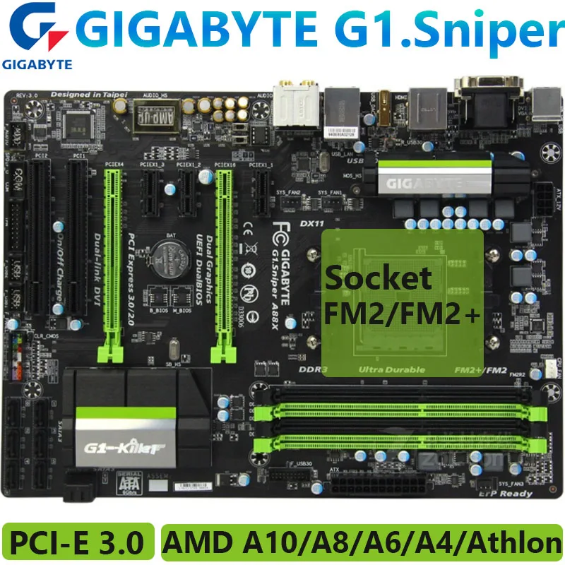 

Gigabyte GA-G1.Sniper A88X 100% Original Motherboard Socket FM2 FM2+ DDR3 64GGB USB3.0 PCI-E 3.0 Desktop PC Mainboard ATX Used
