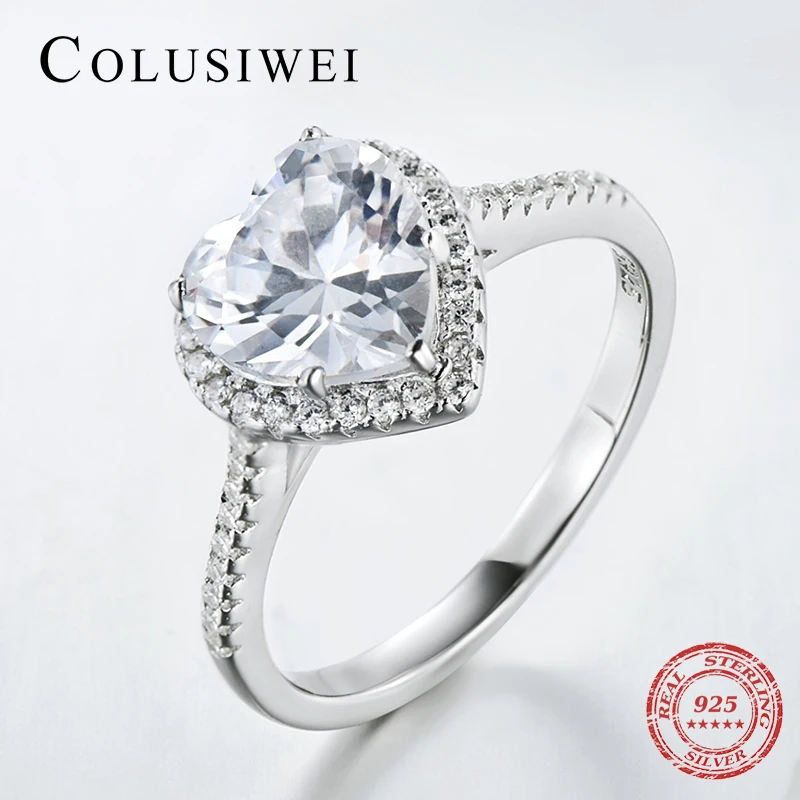 Серебряное кольцо в форме сердца 925 пробы AAAAA Level CZ обручальные кольца для женщин и