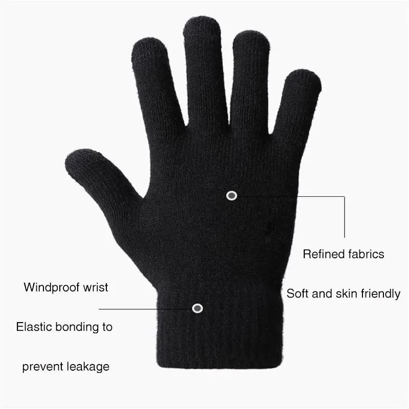 Winter cycling gloves for Men Women Knitted warmth thickening Non-slip Touch screen Motorcycle windproof | Спорт и развлечения
