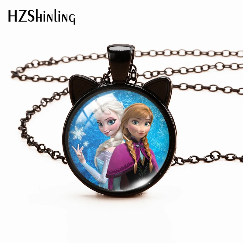 Новое поступление 2021 ожерелье с рисунком Диснея Эльзы Анны Олафа кабошоном