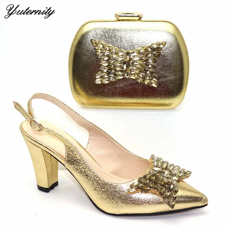 Высокое качество Стразы туфли-лодочки на каблуке (9 см) комплект из обуви и сумки