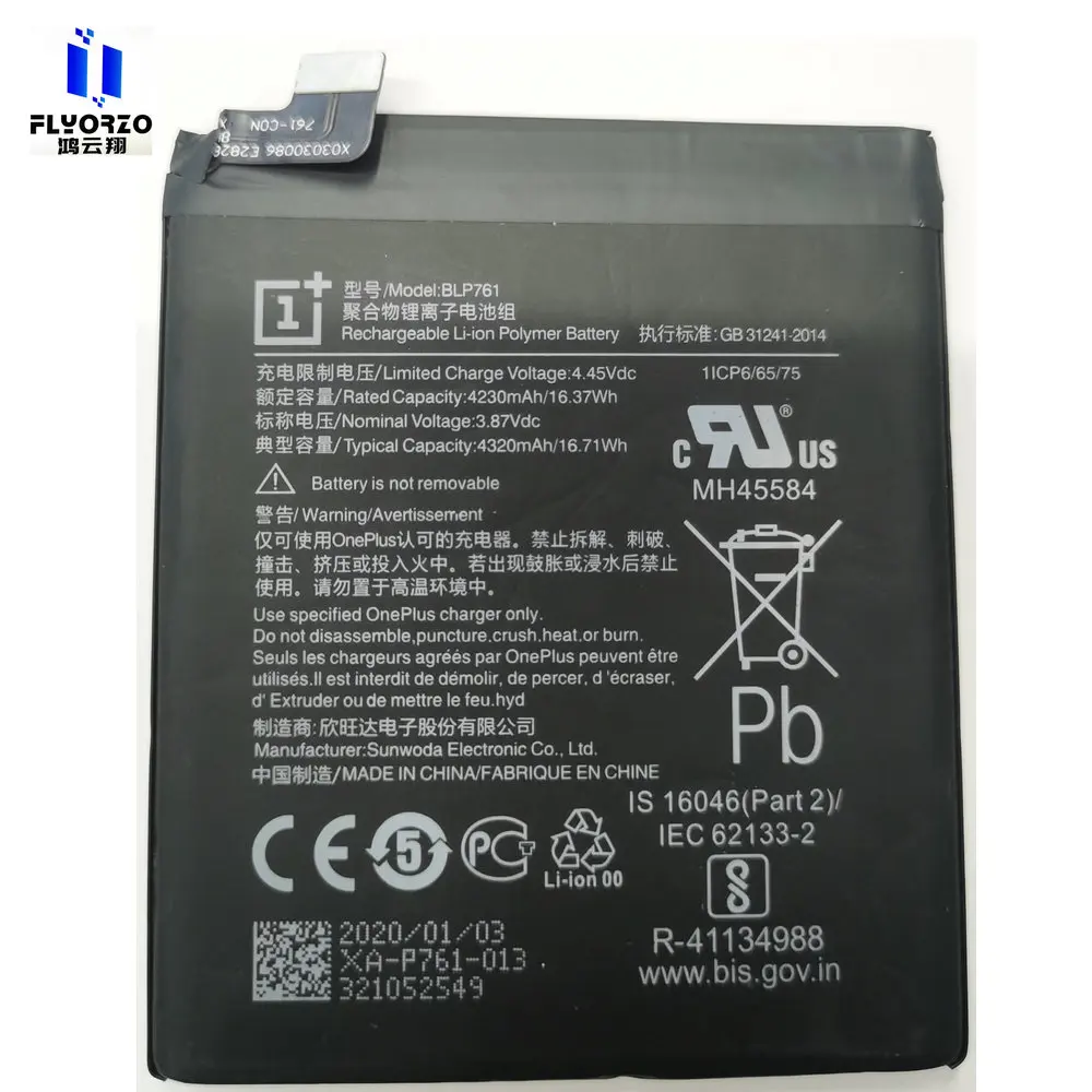 

100% Brand new high quality 4230mAh/4320mAh BLP761 Battery For oneplus 8 1+8 A8000 Mobile Phone