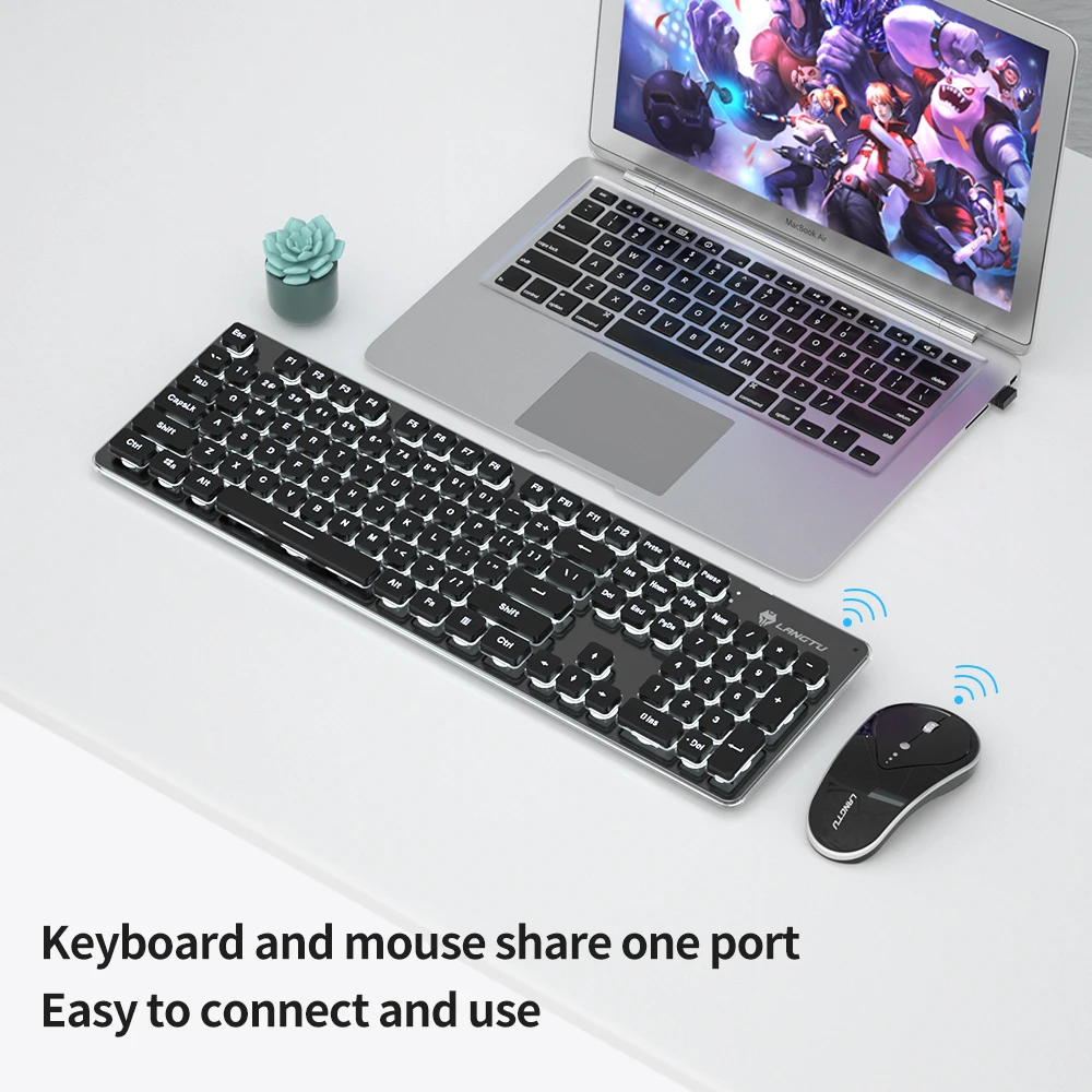 Беспроводная клавиатура и мышь полноразмерная ультратонкая перезаряжаемая 104