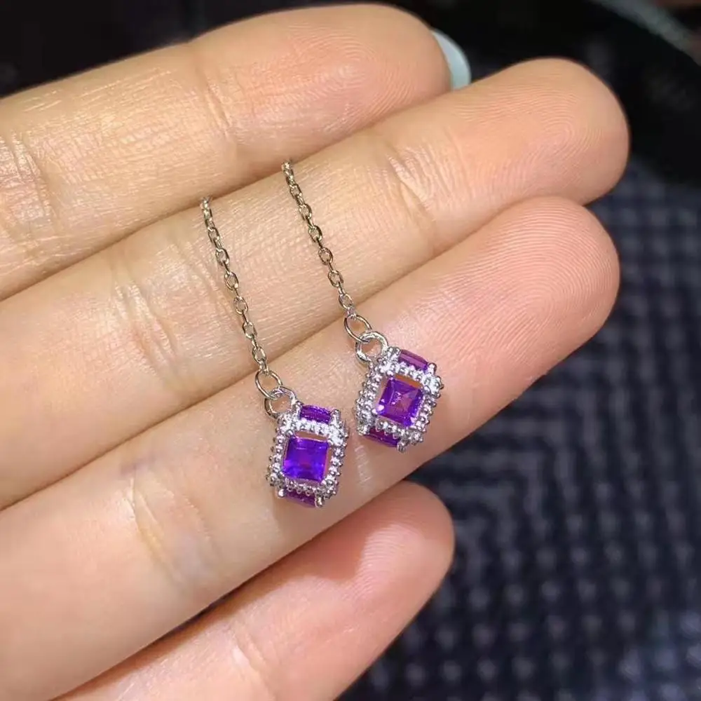 Высококачественные серьги S925 с фиолетовыми кристаллами простые модные и