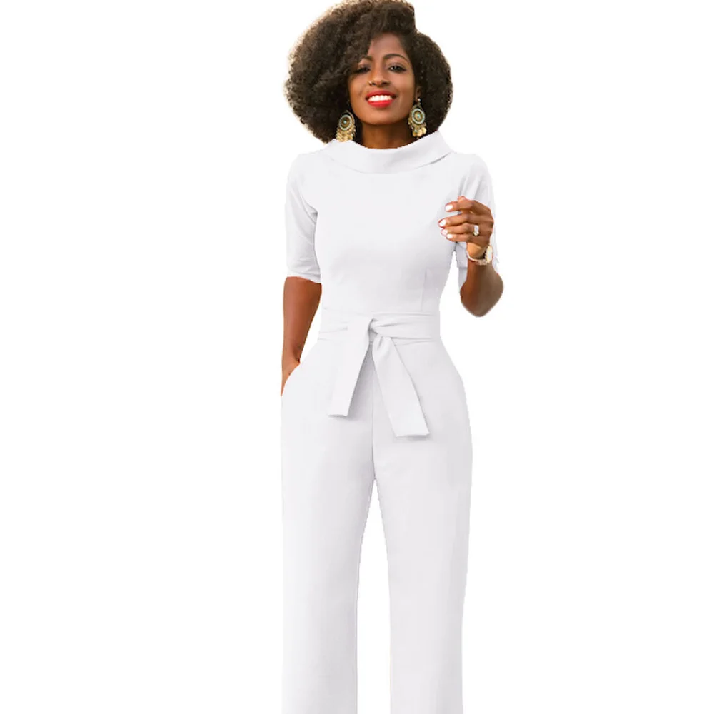 Женский офисный комбинезон с длинными брюками и широкими штанинами элегантный