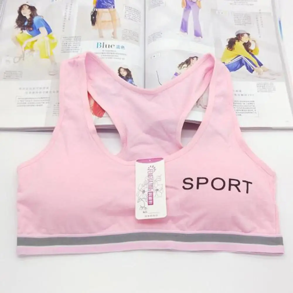 Бюстгальтер для спорта с принтом букв, милые детские трусы, нижнее белье для бега, безшовный топ.