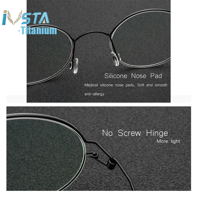 IVSTA Eyewear Titanium Glasses Men 98607 with logo box Prescription Women Round Myopia Optical Frame Denmark Korean
