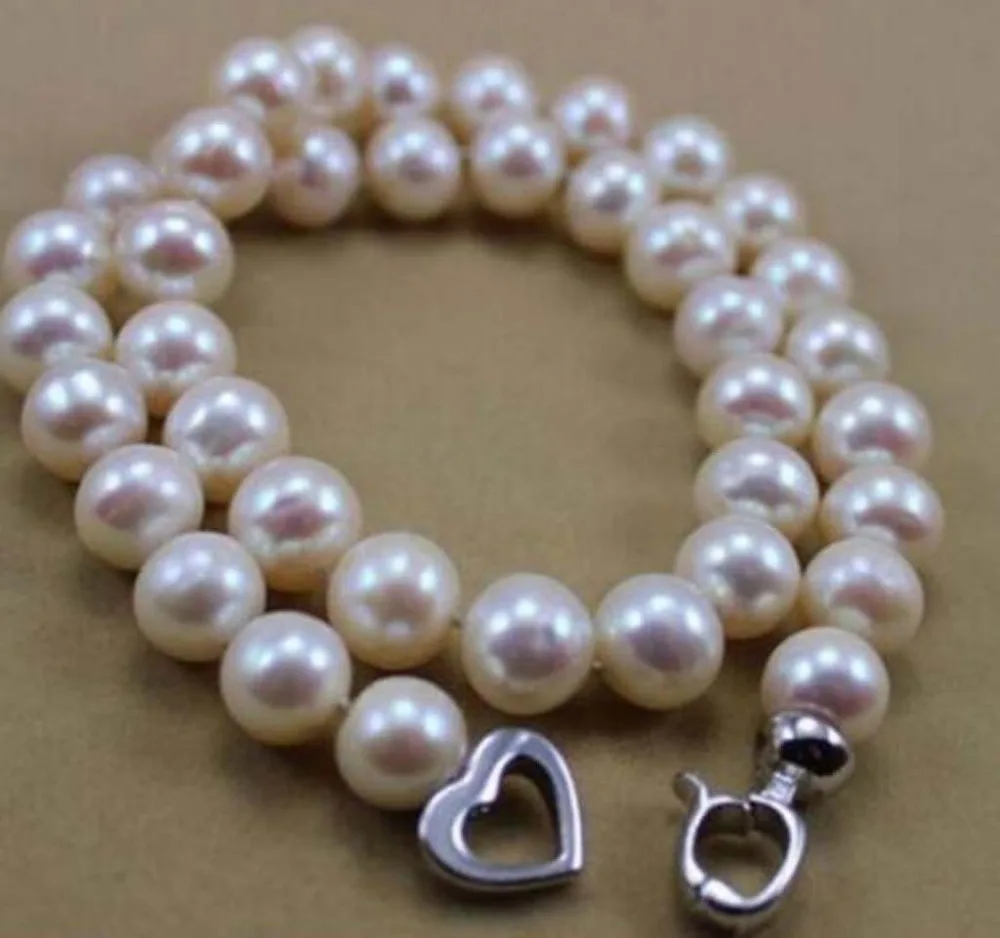 

Charming Beautiful 9-10MM PERFECT ROUND SOUTH WHITE PEARL NECKLACE 18" AAA
