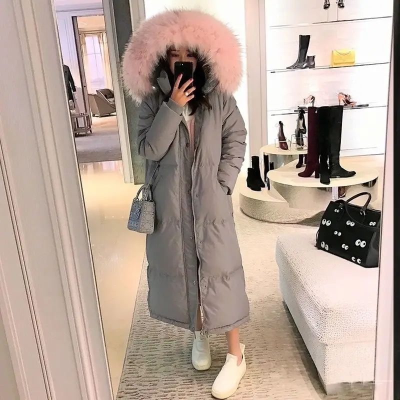 Женские 2021 пуховик на утином пуху пальто для женщин ультра до колена Длинные
