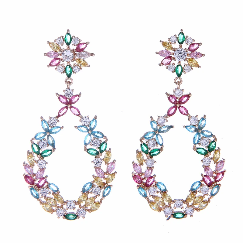 

Серебряная игла S925, бриллиантовые новые серьги с четырьмя листьями клевера из циркония 210320-03