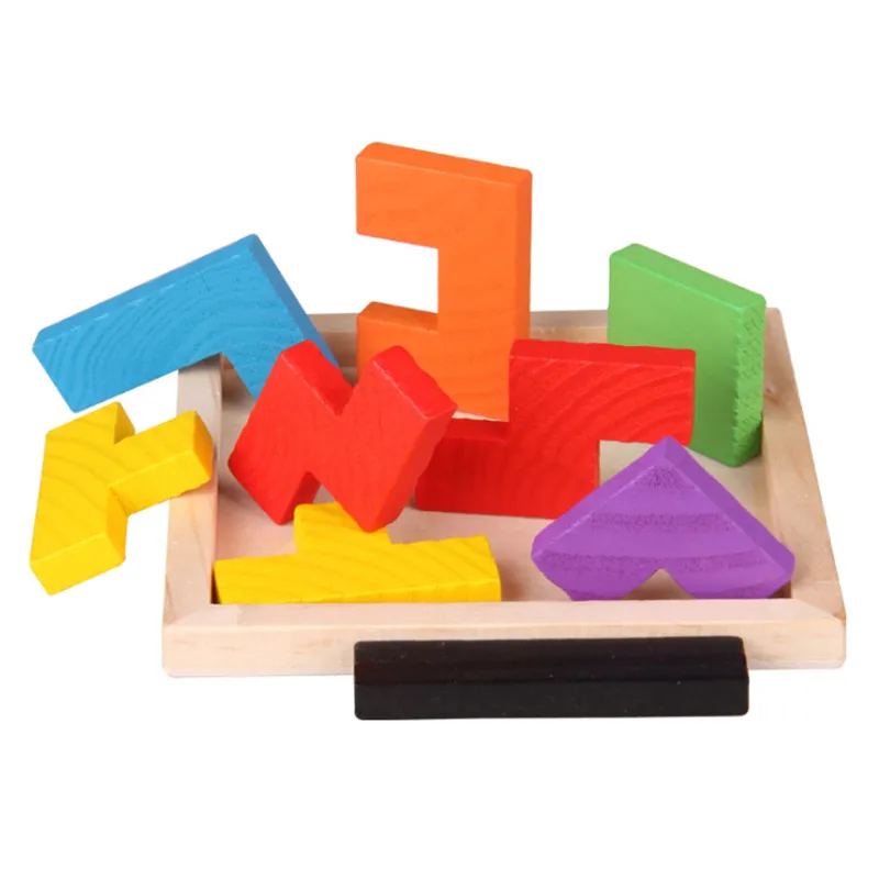 

Creative Wood Tangram Brain-Teaser Puzzle Preschool Children Kids Toy 3D Wooden Tetris Game Educational Toy Jigsaw Puzzle Toys