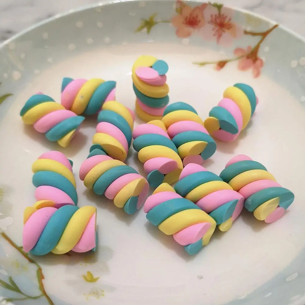 10pcs 10 шт каваи спираль зефир конфеты Полимерная глина Кабошоны с плоской задней поверхностью для DIY украшения телефона - Цвет: 10pcs