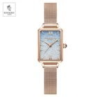 Женские кварцевые часы Matel сетчатые ленты с белым корпусом и квадратным циферблатом