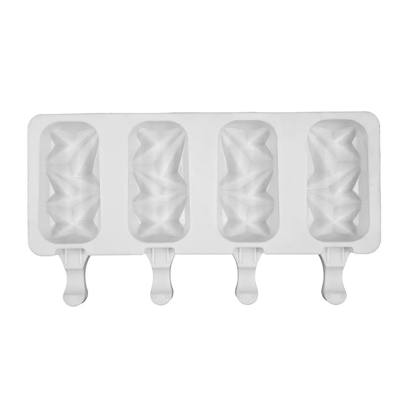 

4 Cell Big Size Silicone Ice Cream Mold Popsicle Molds DIY Homemade Dessert Freezer Fruit Juice Ice Pop Maker Mould with Sticks