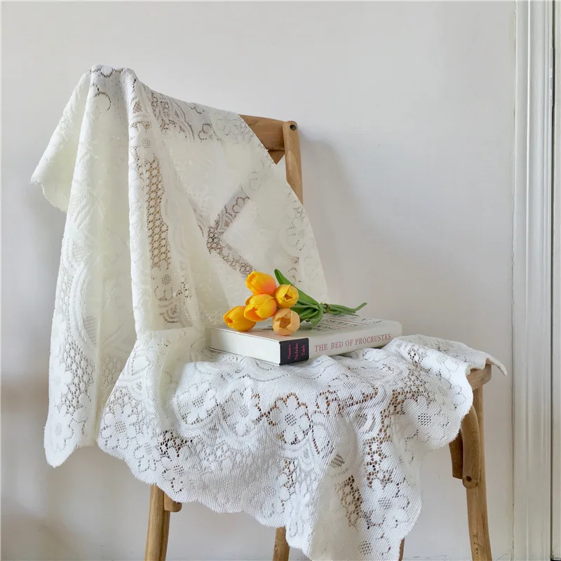 Hollow Lace Tablecloth Light Beige Simple Cafe Kitchen Dining Restaurant Background Cloth Square Decorative For Wedding | Дом и сад