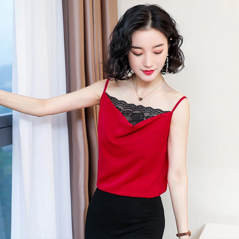 Корейская мода женские шелковые блузки топы кружевные лоскутные размера плюс