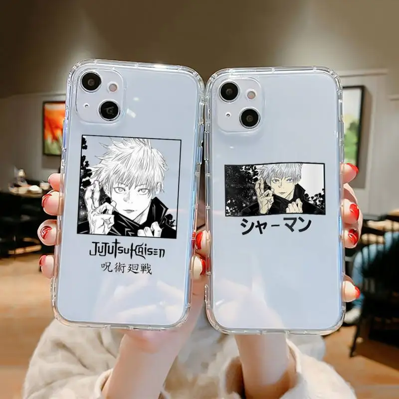 

Anime Jujutsu Kaisen Gojo Satoru Phone Case Transparent soft For iphone 12 11 13 7 8 6 s plus x xs xr pro max mini