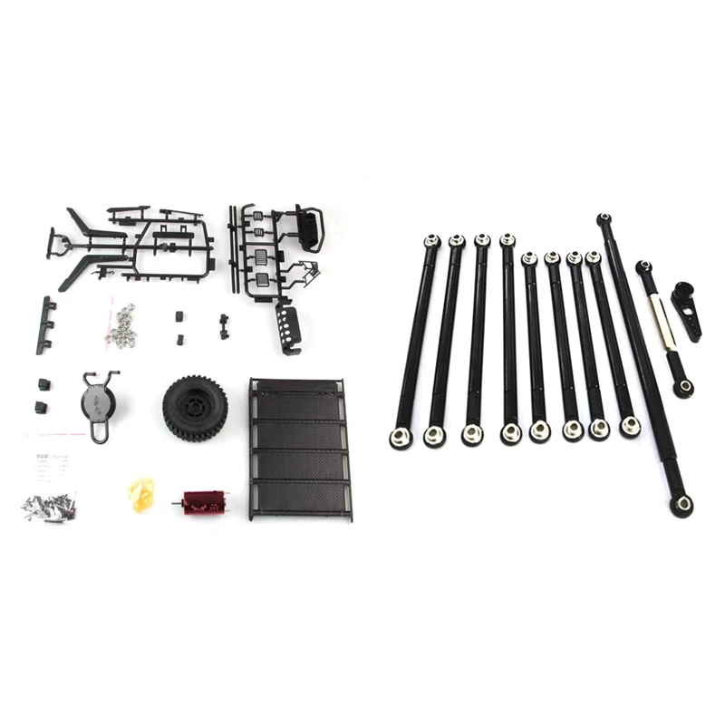 

For MN86S MN86 MN86KS Roof Luggage Rack Bumper Pedal Snorkel Lampshade Set & Metal Pull Rod Steering Servo Link Rod