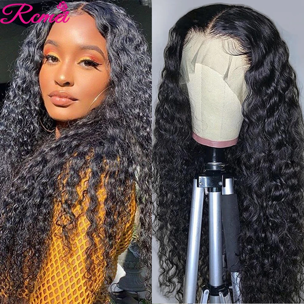 Кудрявые Парики из человеческих волос со средней частью на сетке спереди