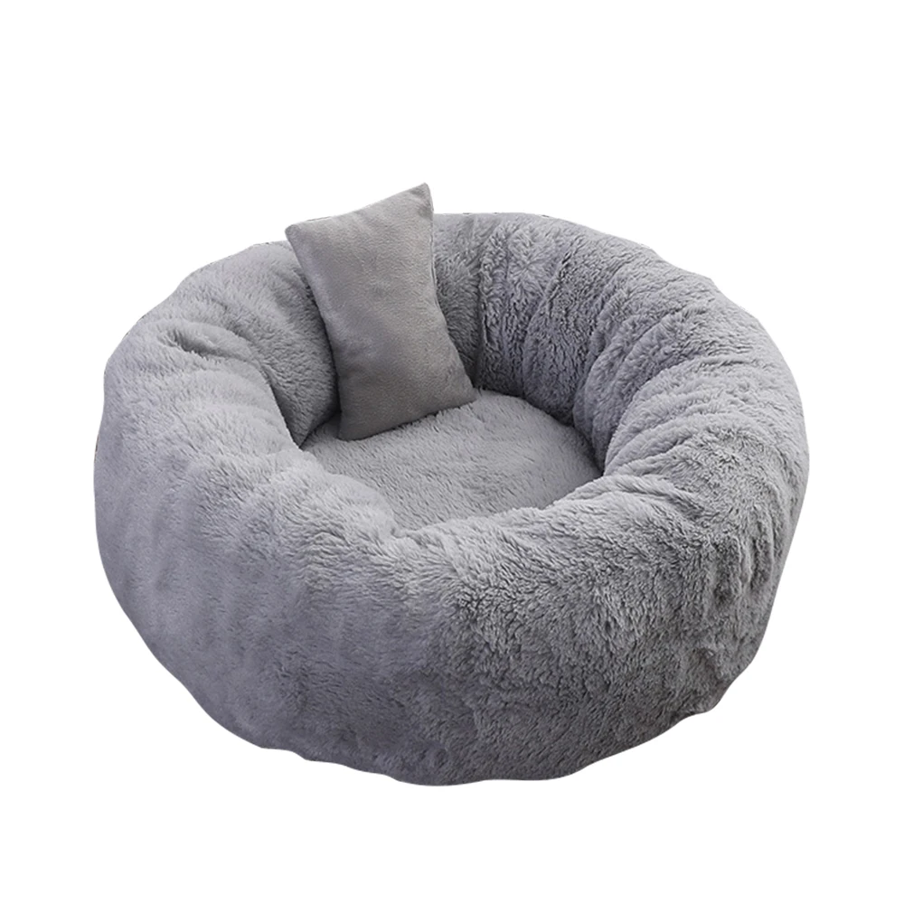 Light Grey Лежанка для домашних собак для маленьких собак, кошек, зимнее теплое спальное место, коврик для щенков, круглые плюшевые кровати для кошек, мягкая длинная плюшевая кровать для кошек - Цвет: Light Grey