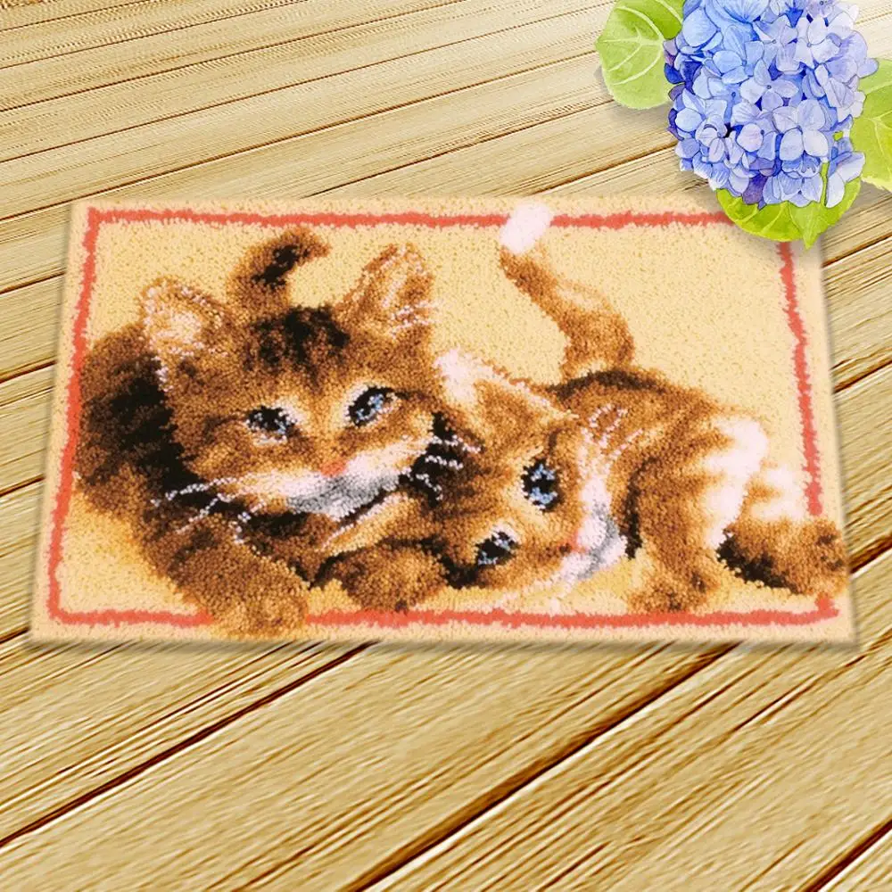 

Almofadas smyрнк Knooppakket Cat Dog Klink Haak Kussen Bloem Kit Klink Haak Kleed Bloemen наборы Сделай Сам Вышивка коврик 3D