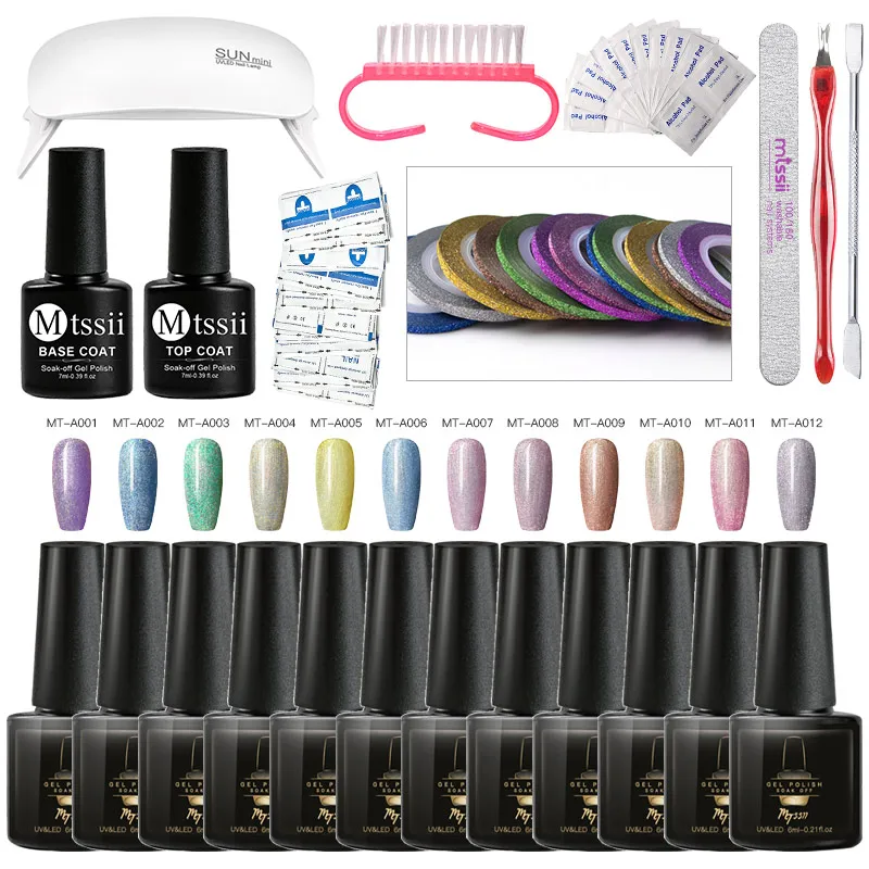 

Mtssii 8ML Nail Manicure Set Gel Nail Polish Set UV LED Lamp Dryer With Soak Off Gel Polish Nail Brush Nail File Manicure Tools
