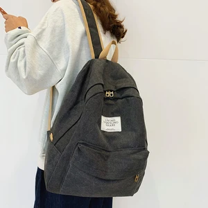 Рюкзак женский холщовый, однотонный, для девочек-подростков