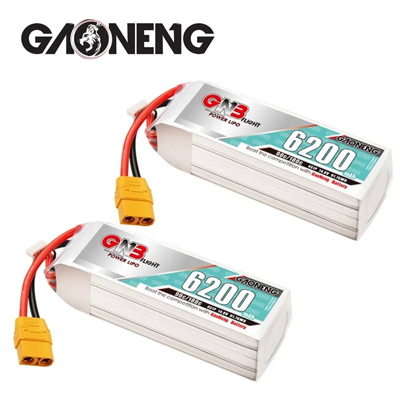 

1/2pcs Rechargeable battery GNB 6200mAh 14.8V 4S 90C/180C For RC Helicopter Quadcopter FPV Racing Drone Parts