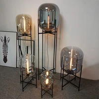 post modern creative bedroom bedside e27 led bulb deack lamp nordic home deco smoke gray glass personality table lighting lamp