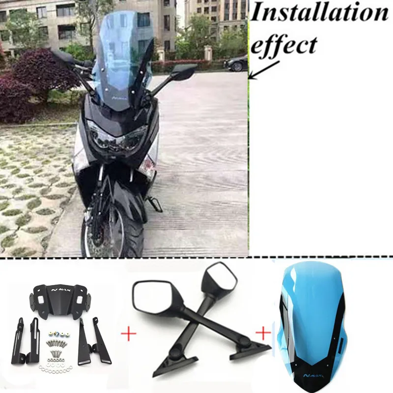 B mirror blue20 Модифицированный мотоцикл nmax зеркало sec Кронштейн Набор регулируемое ветровое стекло лобовое стекло кронштейн для yamaha nmax155 nmax 150 - Цвет: B mirror blue20