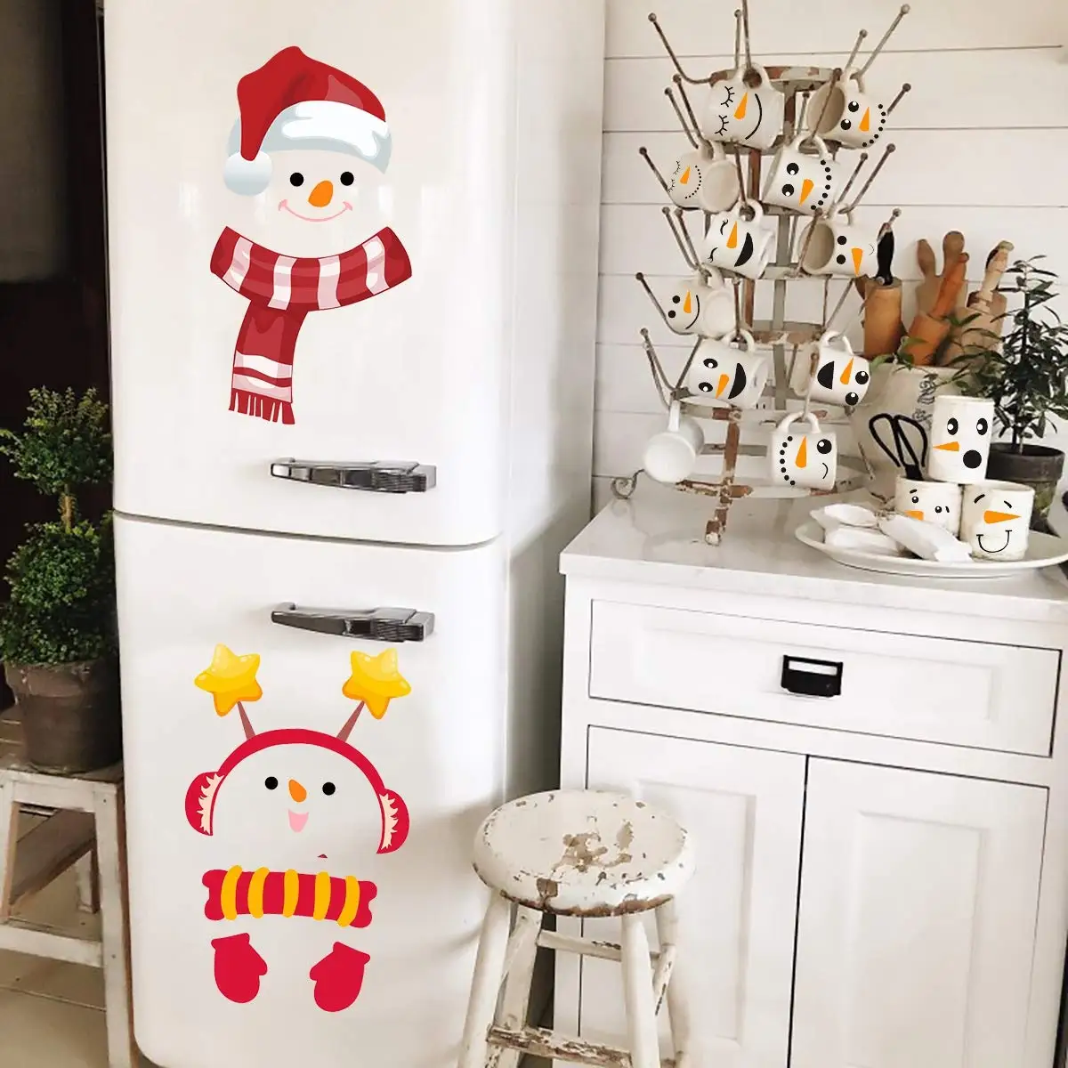 Наклейки на стены со снеговиком для рождественских украшений 2 шт наклейки