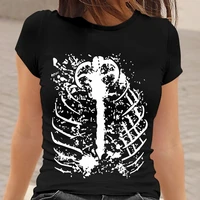 summer 2021 women fashion clothes cotton casual tees o neck y2g top printed short sleeves shirts for women skull t shirt