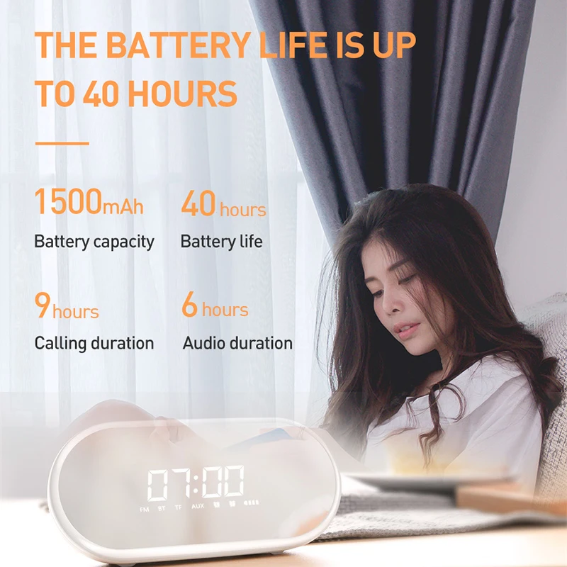 Baseus Ночной светильник Bluetooth Динамик с будильником Функция Портативный