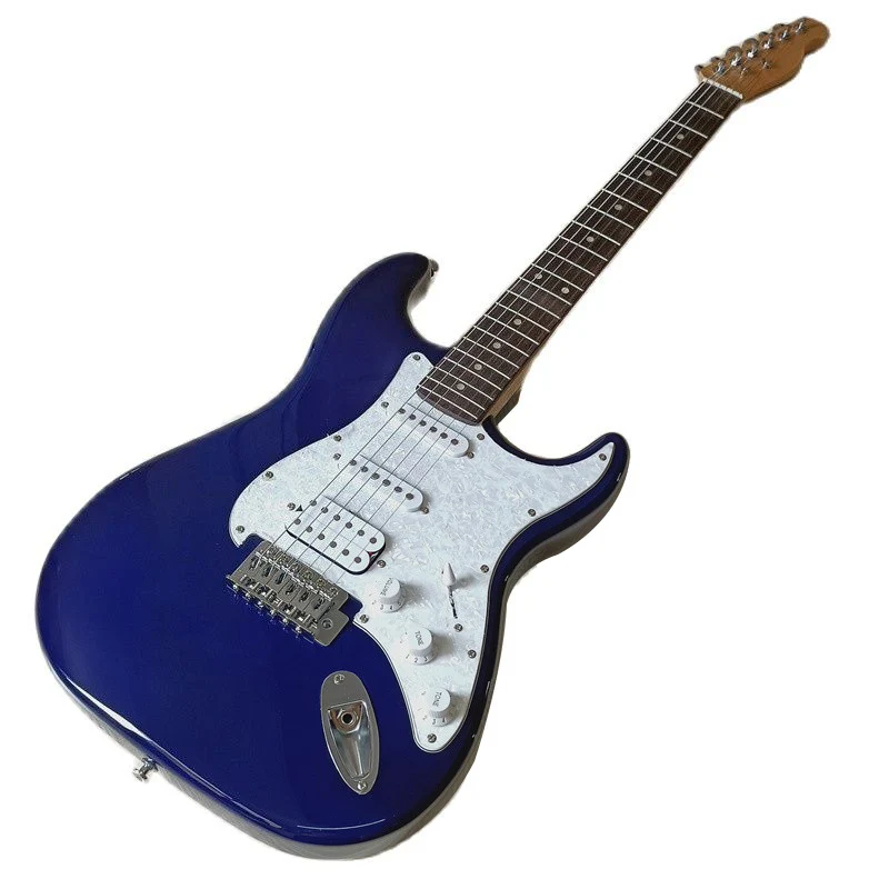 6 string st elektrische gitarre vollen linde körper burst rot und blau hochglanz finish 39 zoll elektrische gitarre mit weiß pickups free gl