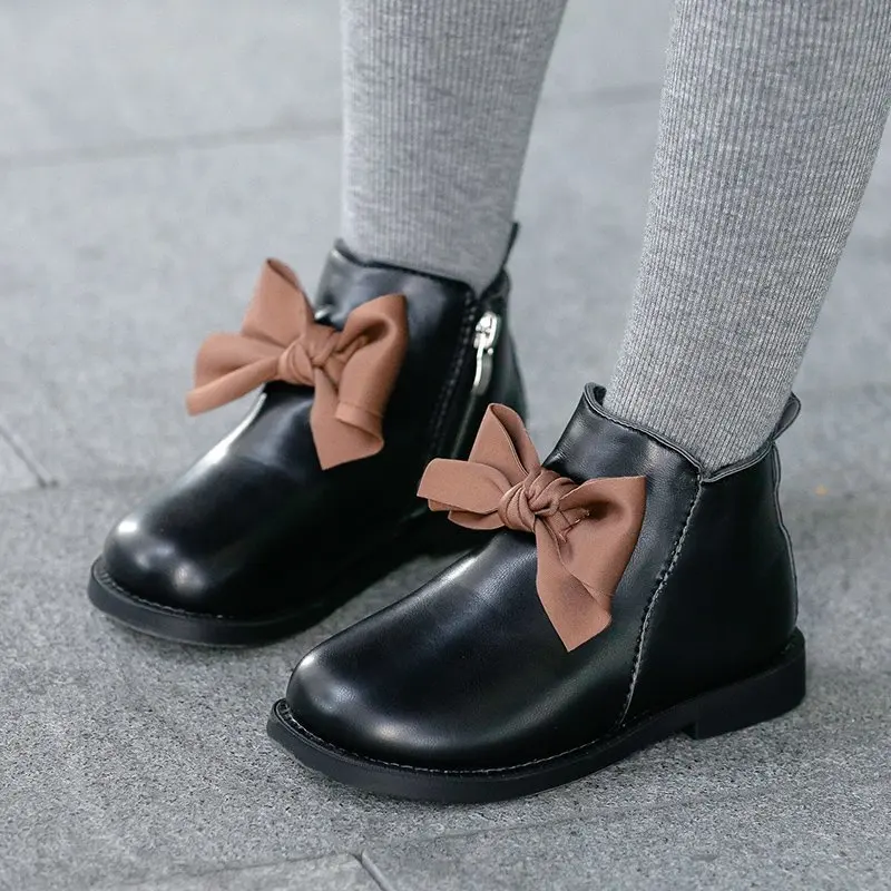 Ботинки для девочек 2020 корейские зимние детские фетровые Теплые Элегантные