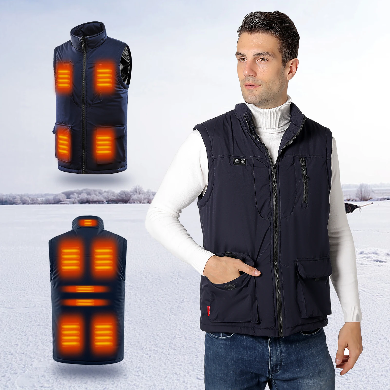 

11 Areas Heated Vest for Men Women Thermal Vest Outdoor Winter Warm Electric Heating Vest Skiing Jacket Heated Clothing