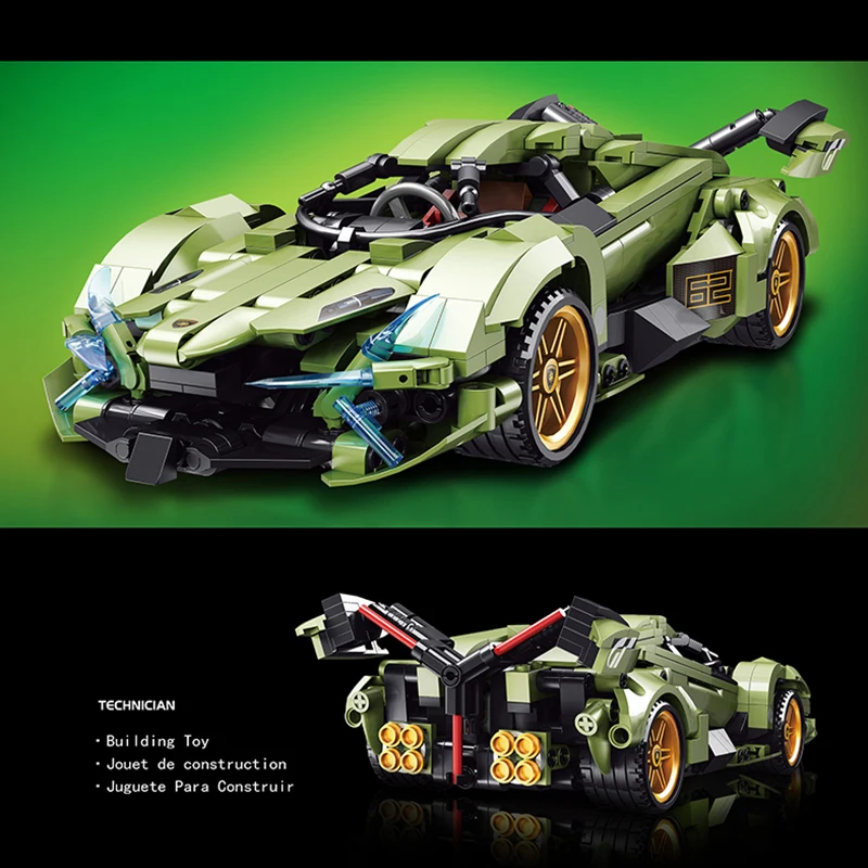 

New Building Blocks Speed Champion Technic Racing Super Car Sedan Model DIY Green Car Club Bricks Toy Gift for Children Boys