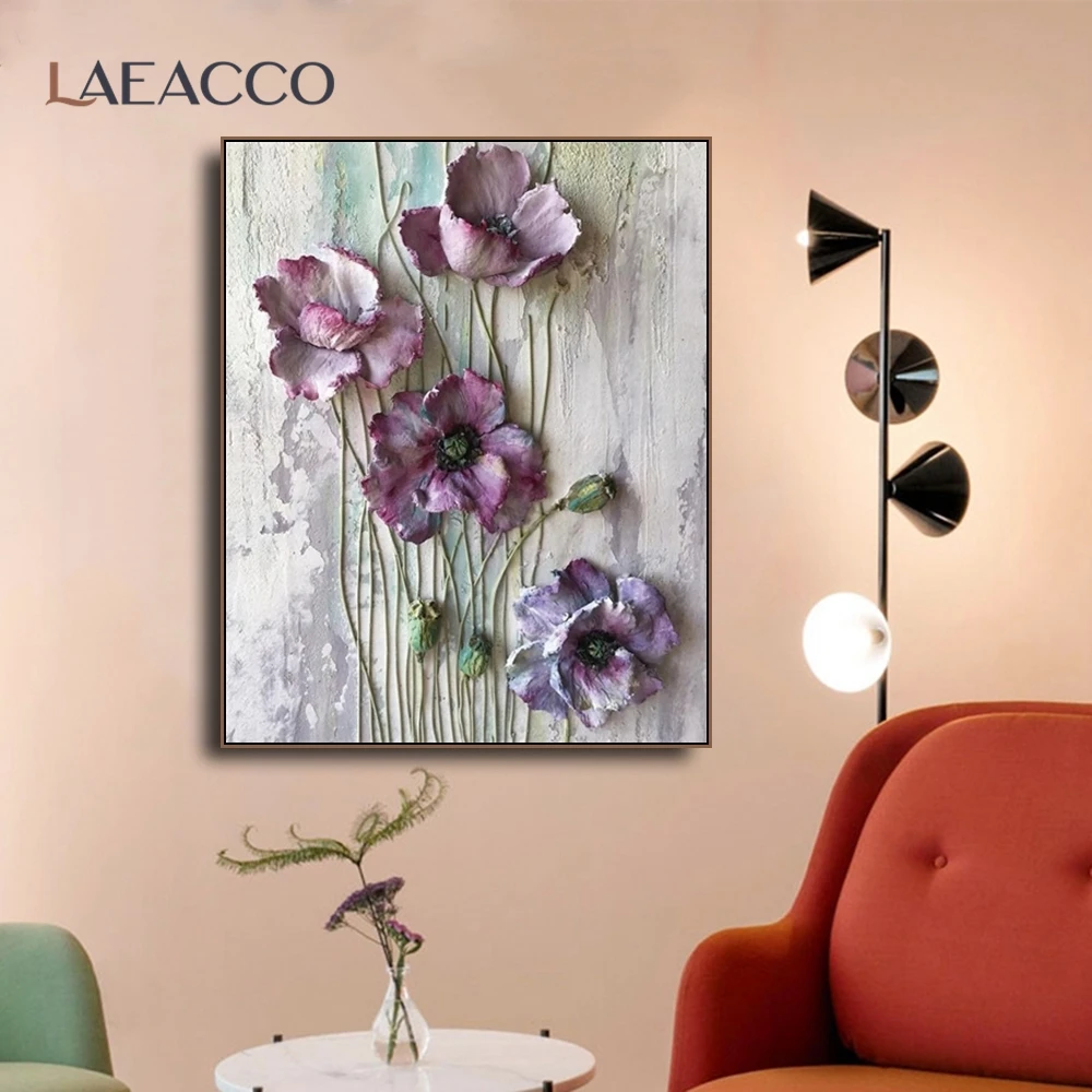 Laeacco искусственный цветок Картина на холсте Живопись каллиграфический Декор
