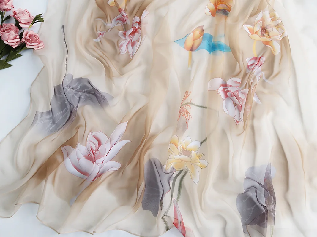 Весна 2020 новый корейский женский шелковый шарф с цветочным принтом летний