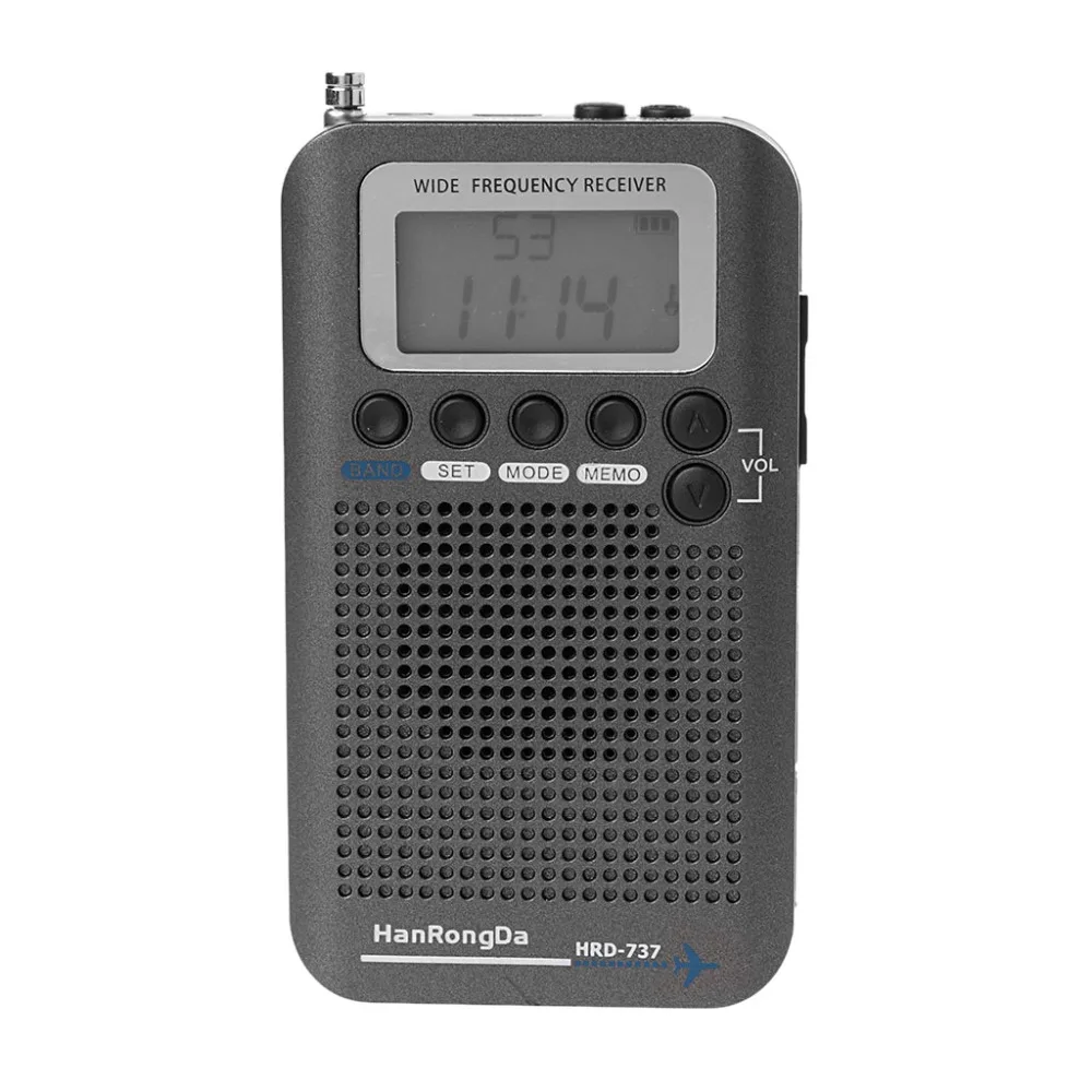 HRD-737 цифровой ЖК-дисплей полный диапазон радио портативный FM/AM/SW/CB/Air/VHF World Band стерео приемник радио с будильником