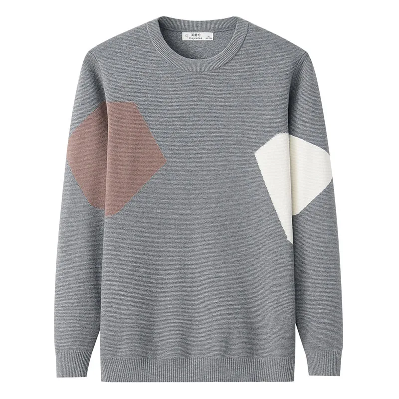 Enjeolon New Sweaters Men Autumn Winter Patchwork Knitted Quality Pullover O-neck Casual Men's Sweater Plus M-3XL MY3448 | Мужская