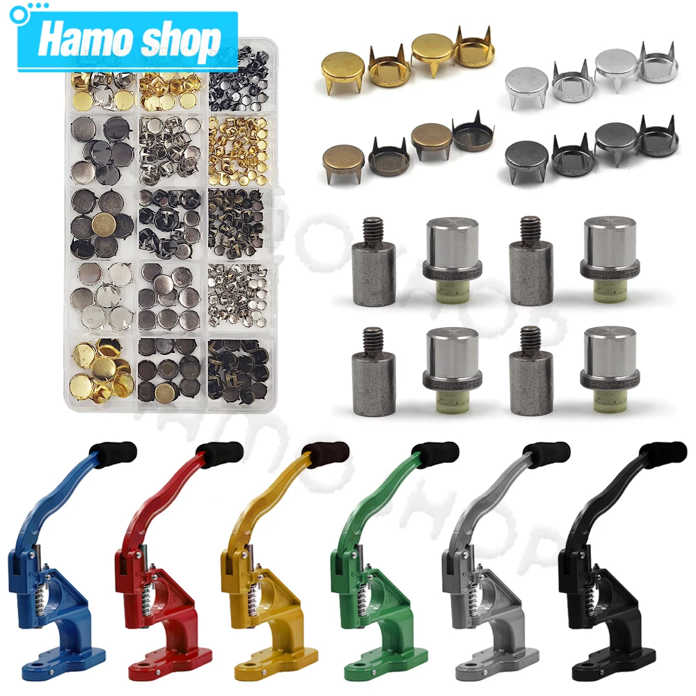 

Round Flat Claw Rivet Kits Spike Studs Spots Nailhead Mold Hand Press Machine For DIY Leathercraft Shoes Clothing Bag Caps Parts