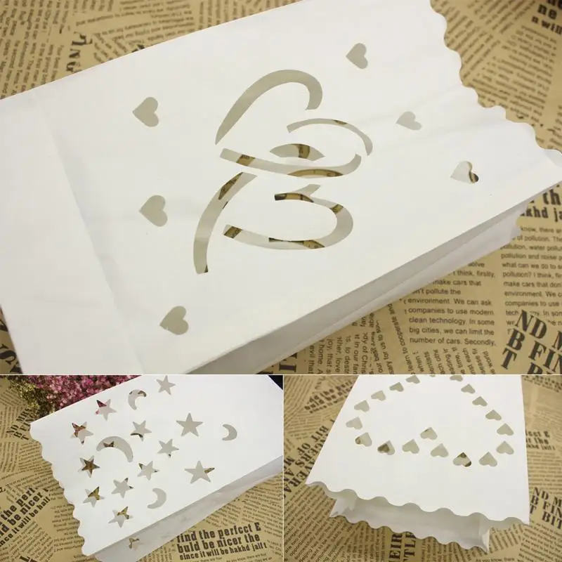 10PCS Wedding Heart Light Holder Paper Lantern Candle Bag Home Romantic Party Decoration Valentine's Day Gifts Supplies | Дом и сад