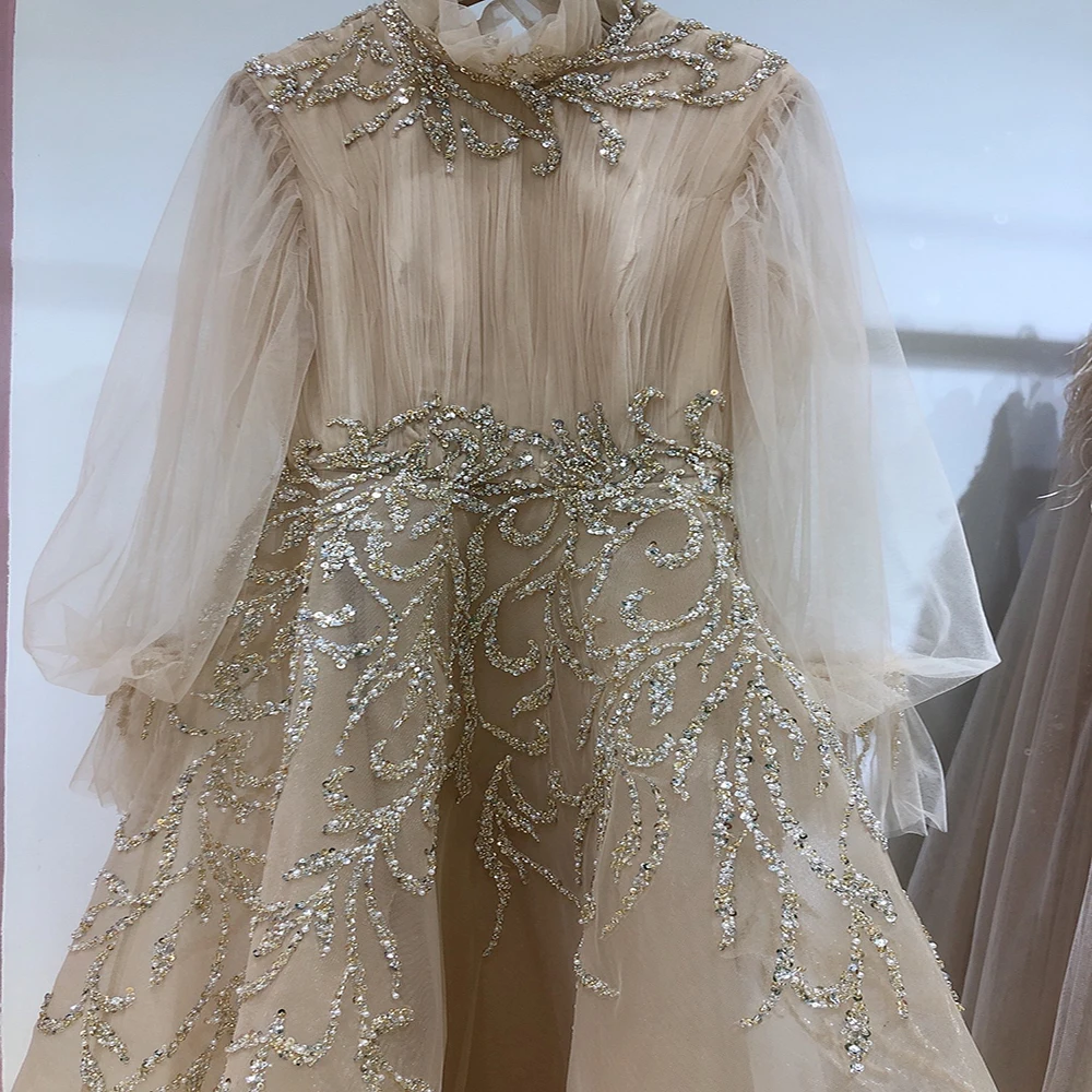 

YILIBER Dubai muslim blue luxury long elegant evening dresses 2021 crystal mermaid evening gowns plus size