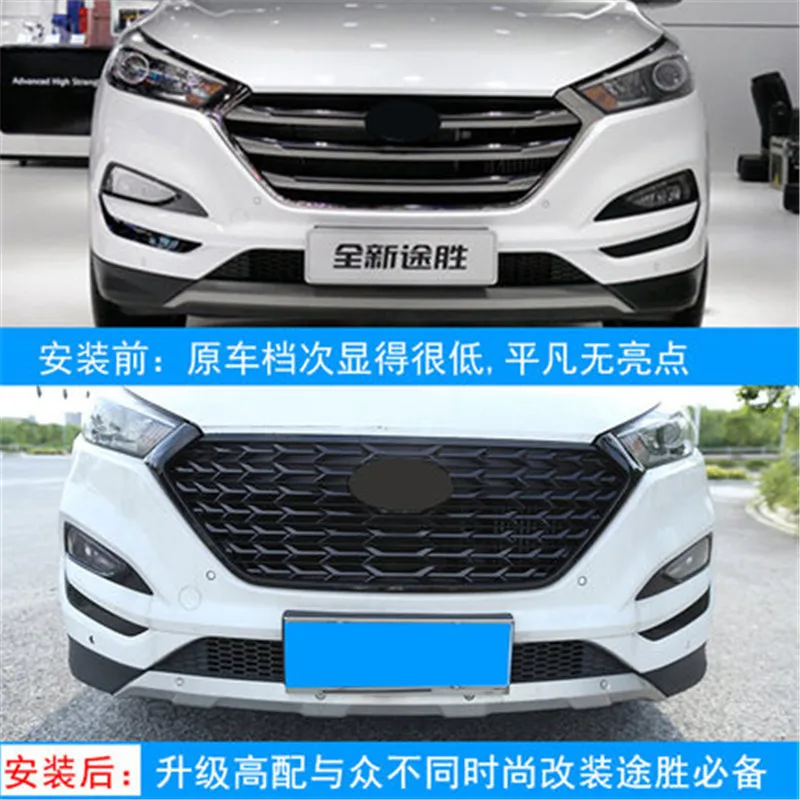 Car Racing Grill FIT For Hyundai Tucson TL 2015-2018 Grille Emblems ABS Radiator Chrome Mesh Decoration Front Bumper Replacement |
