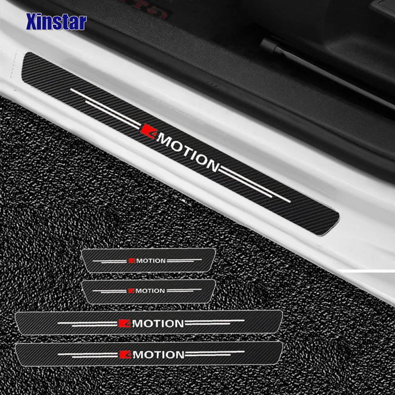 

4pcs 4MOTION Car Door Sill Sticker For Volkswagen T-ROC GOLFR Touran PASSAT PHIDEON Touareg CC R32 R36 GTD