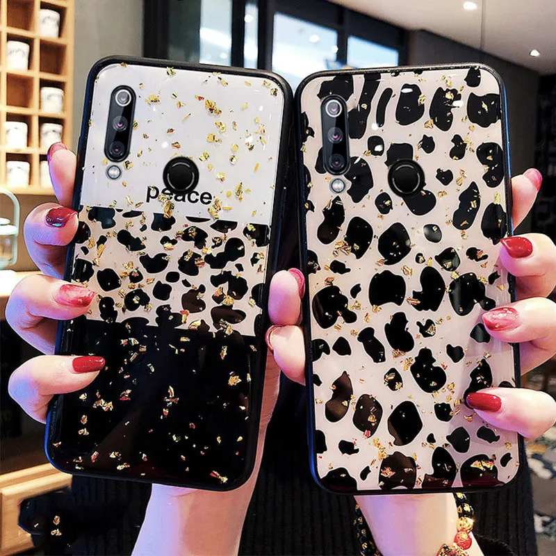 Чехол для Redmi Note 8 pro Роскошный чехол из блестящей золотой фольги с леопардовым