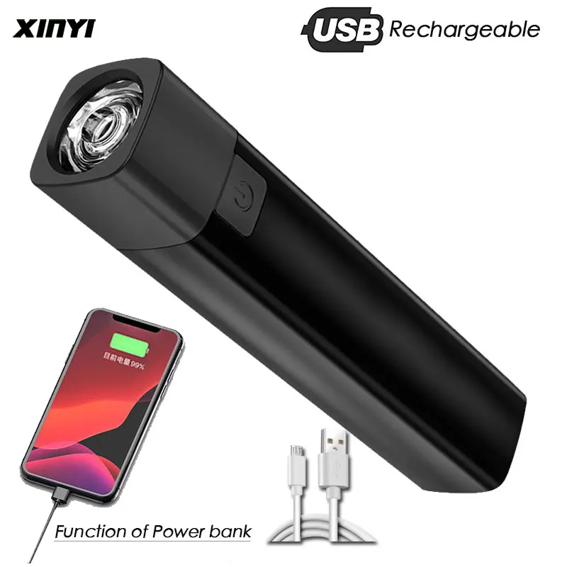 

USB Rechargable Mini LED Flashlight Built-in battery 3 Lighting Mode WaterproofTorch Stylish Portable Suit for Night Lighting
