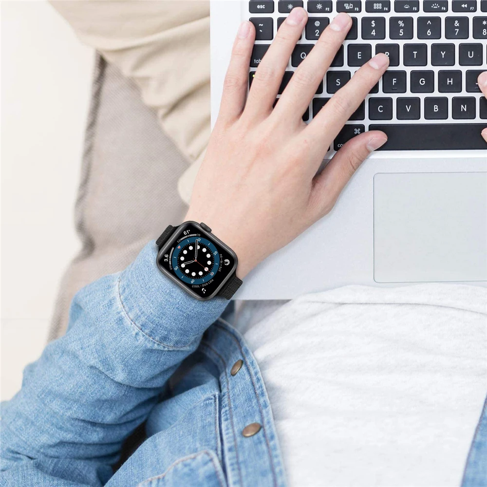 

For Apple Watch 6 Se Band 40mm 44mm Series 5 4 3 38mm 42mm Strap Stainless Steel Metal Mesh Loop For Iwatch Bands Slim Correa