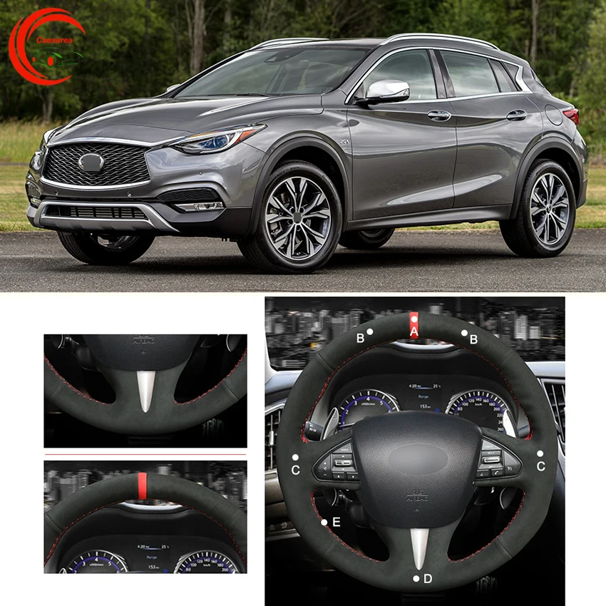 

Для Infiniti Q50 2014-2017 прочная черная кожа Чехол рулевого колеса автомобиля DIY ручной работы на заказ